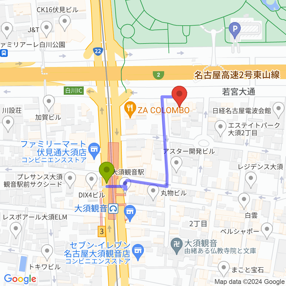 DISK HEAVEN 名古屋の最寄駅大須観音駅からの徒歩ルート（約3分）地図