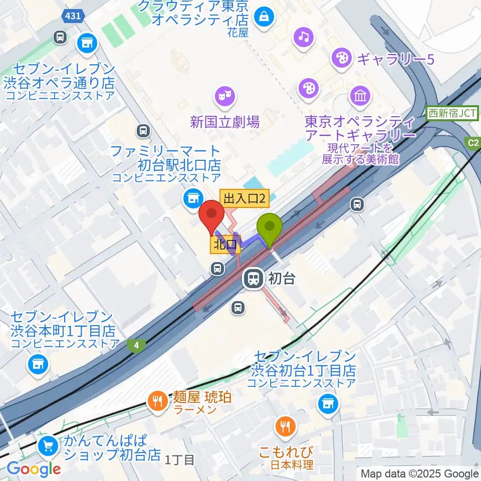 初台DOORSの最寄駅初台駅からの徒歩ルート（約1分）地図