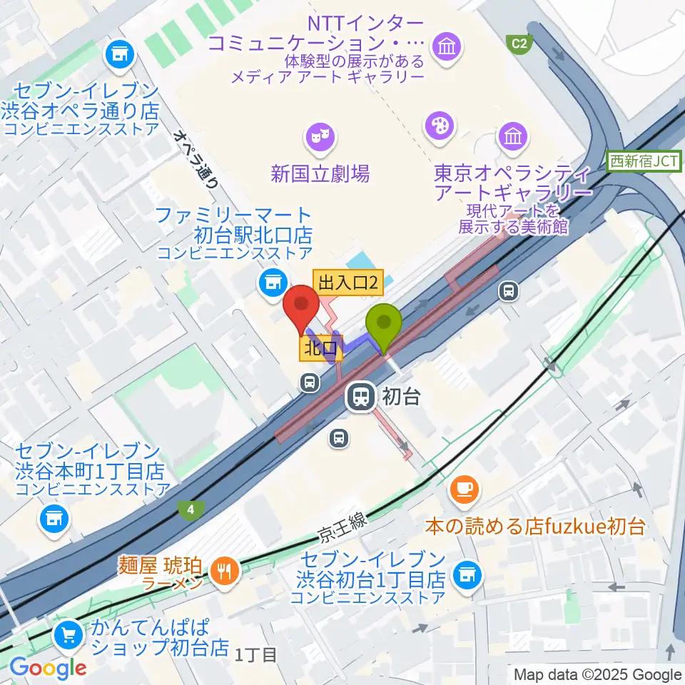 初台DOORSの最寄駅初台駅からの徒歩ルート（約1分）地図