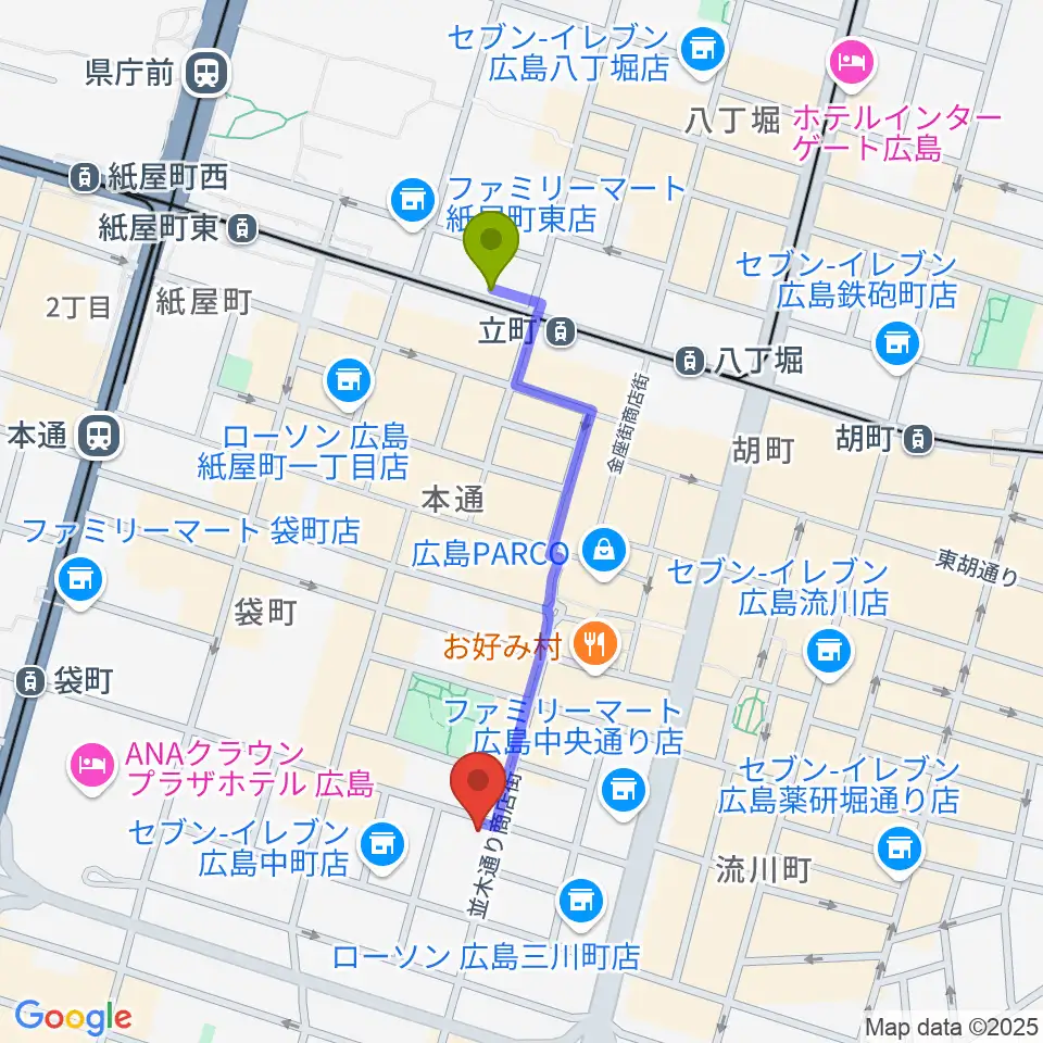 立町駅からSTEREO RECORDSへのルートマップ地図