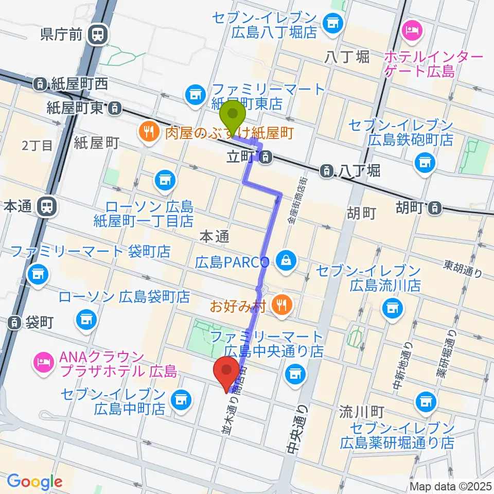 立町駅からSTEREO RECORDSへのルートマップ地図