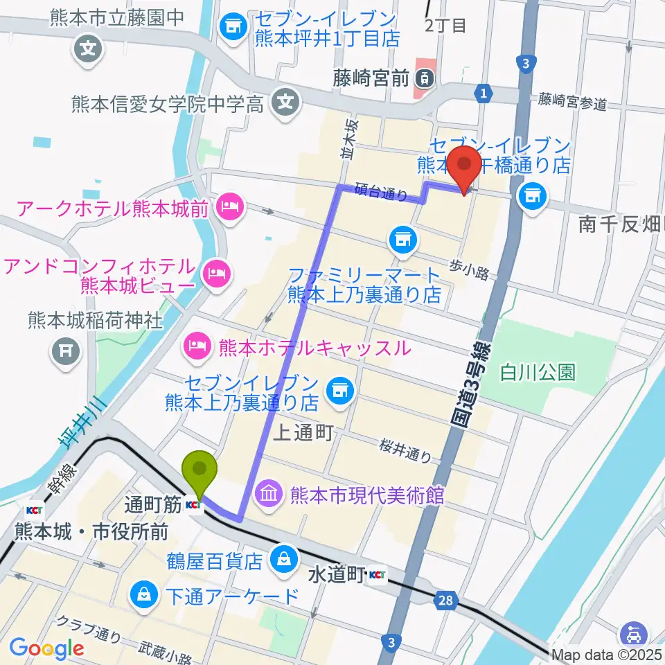 通町筋駅からPEANUTS RECORDSへのルートマップ地図