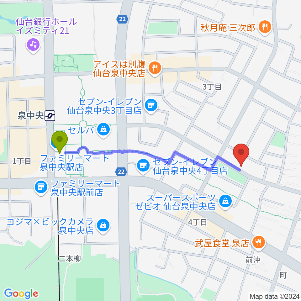 J&B泉店 ジェーアンドビーの最寄駅泉中央駅からの徒歩ルート（約9分）地図