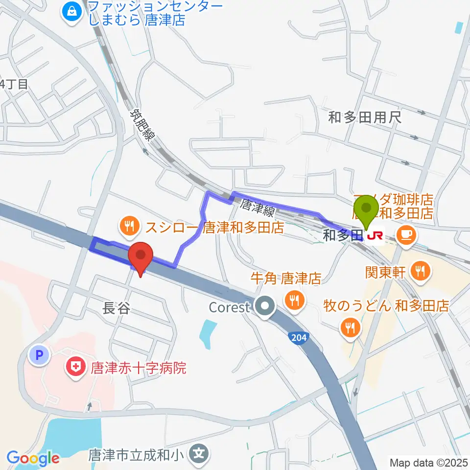 株式会社OLENGEの最寄駅和多田駅からの徒歩ルート（約8分）地図