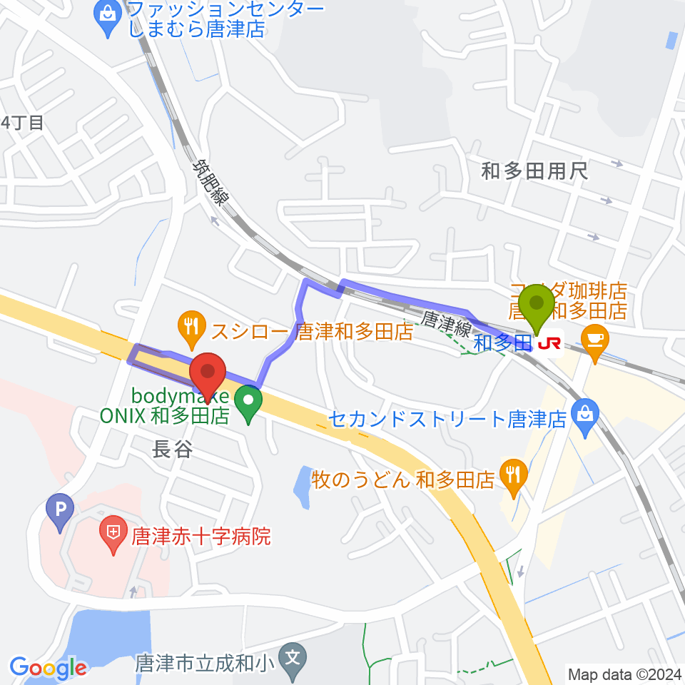 OLENGEの最寄駅和多田駅からの徒歩ルート（約8分）地図