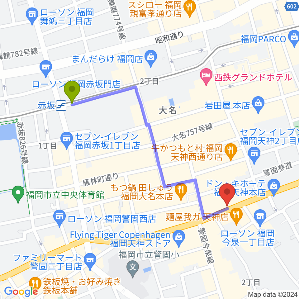 赤坂駅からJazz Club KINGFISHへのルートマップ地図