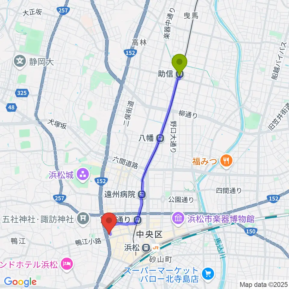 助信駅からSOUL CLAPへのルートマップ地図