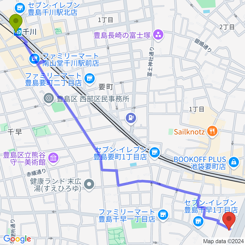 千川駅からGG学院へのルートマップ地図