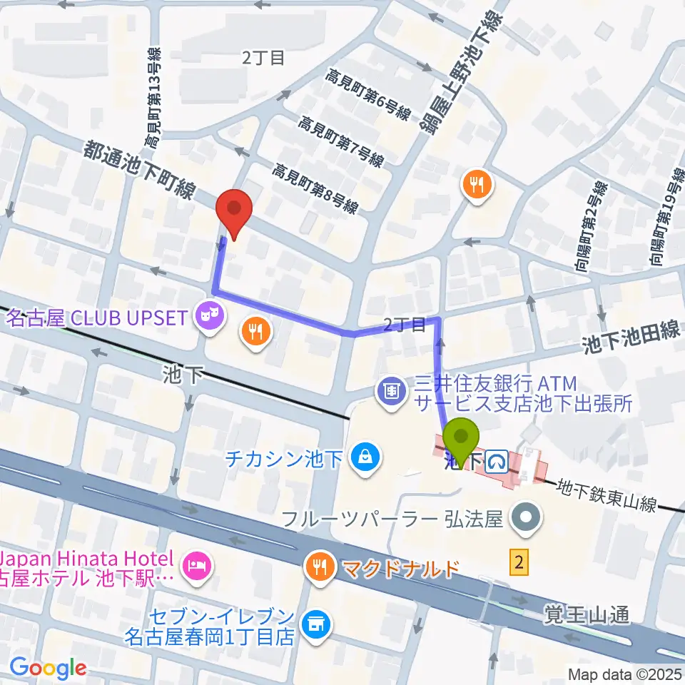 池下ストレガの最寄駅池下駅からの徒歩ルート（約4分）地図