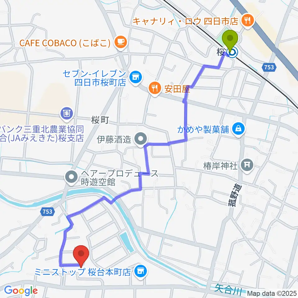 STUDIO LIFEの最寄駅桜駅からの徒歩ルート（約14分）地図