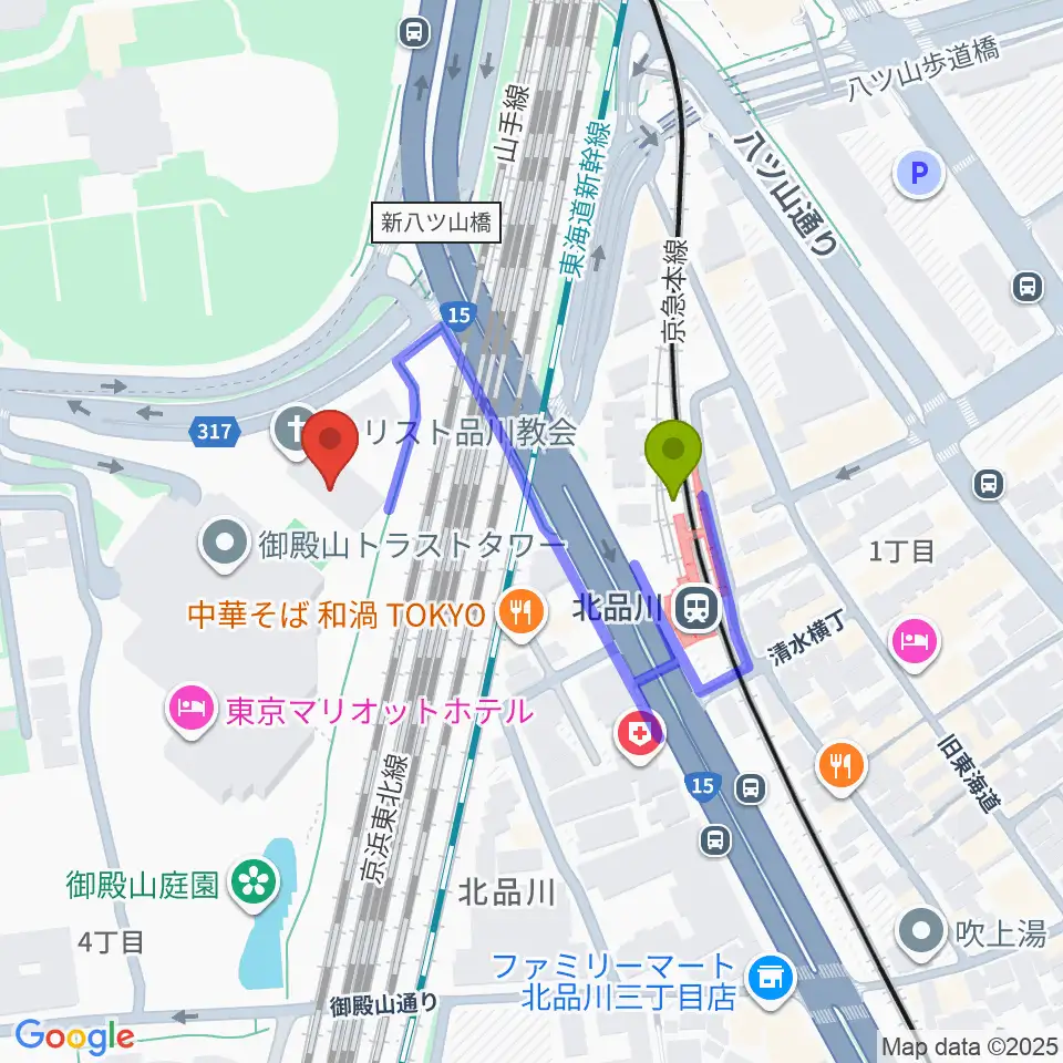 キリスト品川教会 グローリア・チャペルの最寄駅北品川駅からの徒歩ルート（約3分）地図