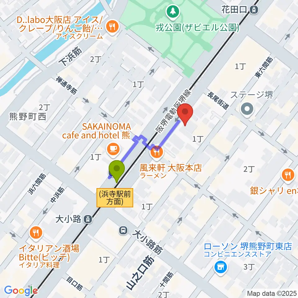 HOUSE of JAZZの最寄駅大小路駅からの徒歩ルート（約2分）地図