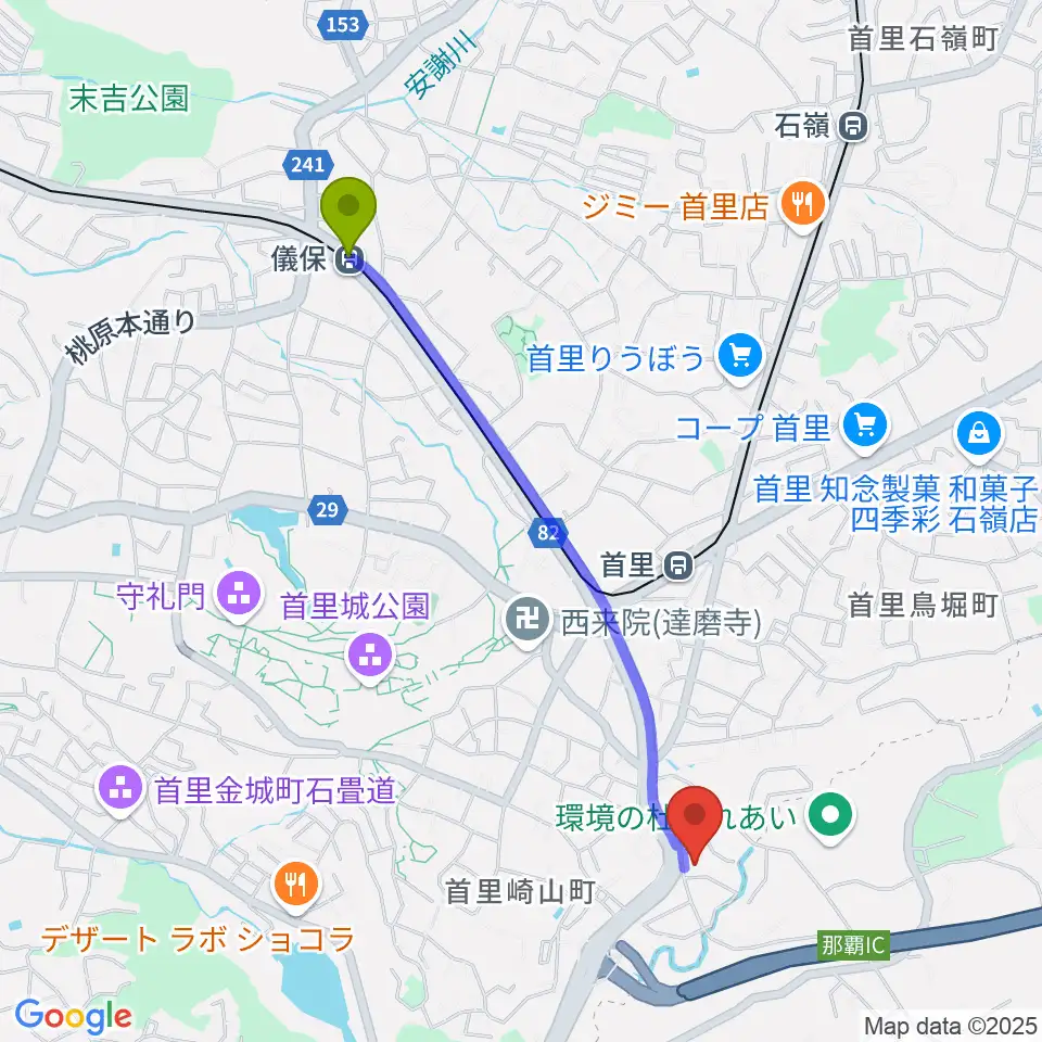 儀保駅からアルテへのルートマップ地図