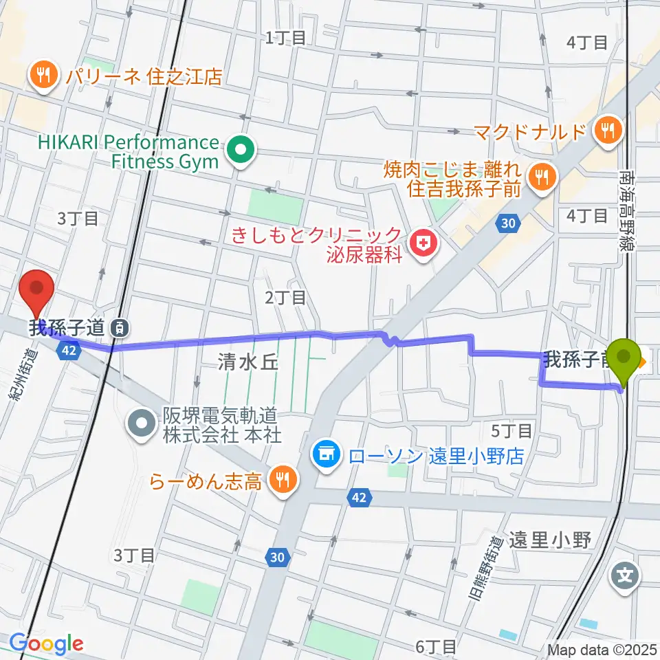 我孫子前駅からアンリュウリコーダーギャラリーへのルートマップ地図