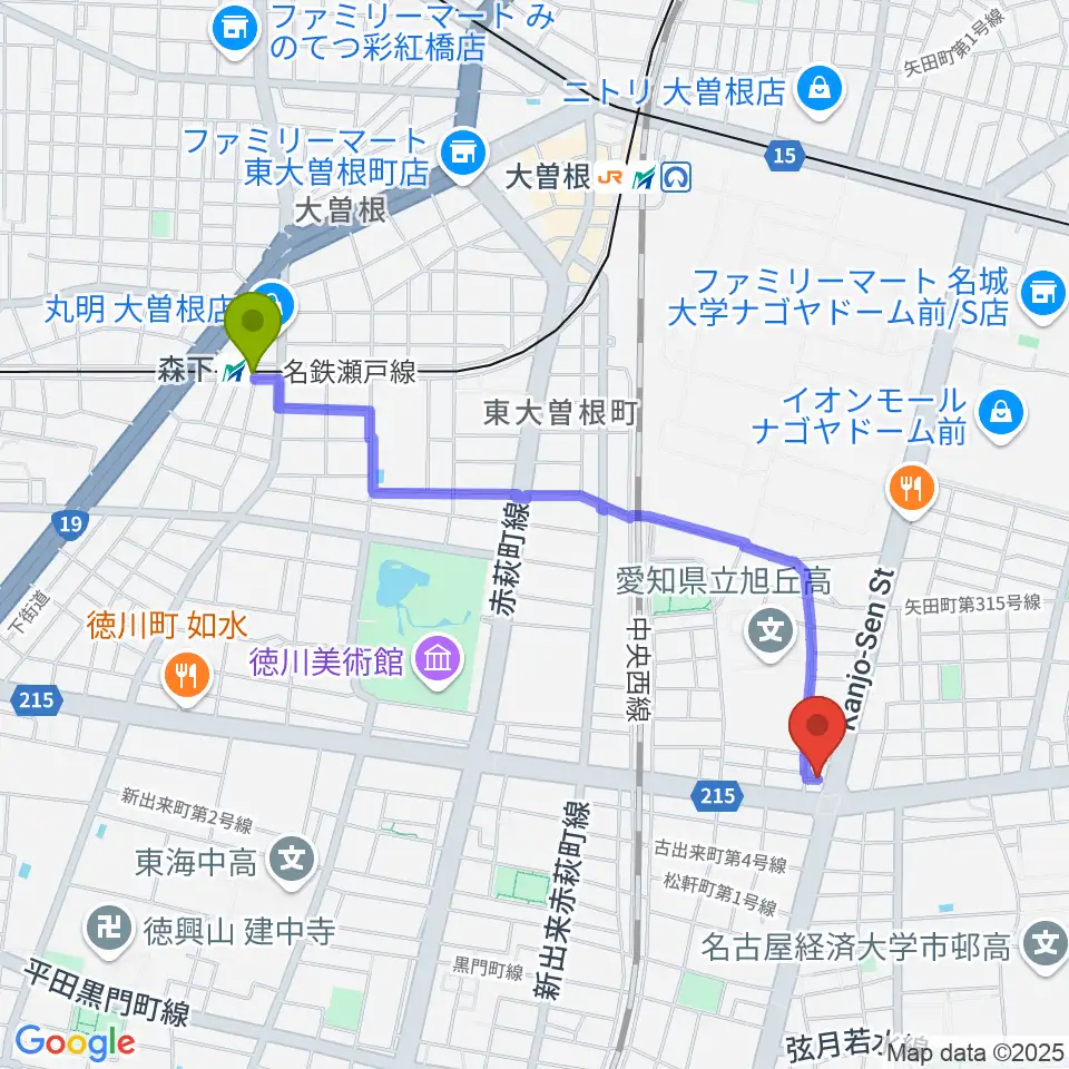 森下駅からWALTER'S JUKEへのルートマップ地図