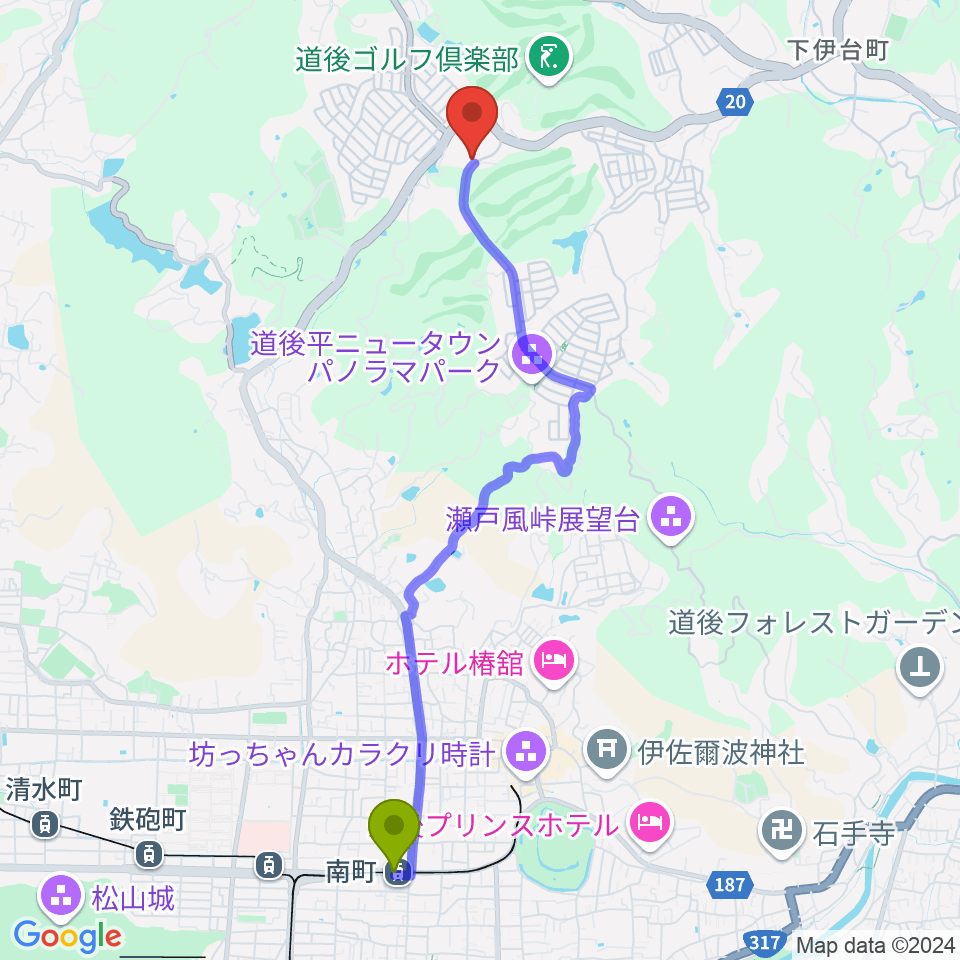 南町駅からSOLIANIへのルートマップ地図