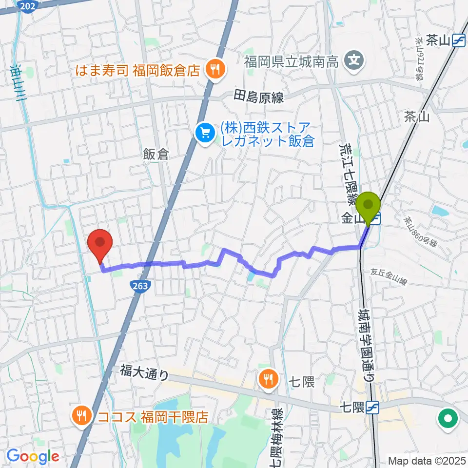 フジシマカスタムギターの最寄駅金山駅からの徒歩ルート（約18分）地図
