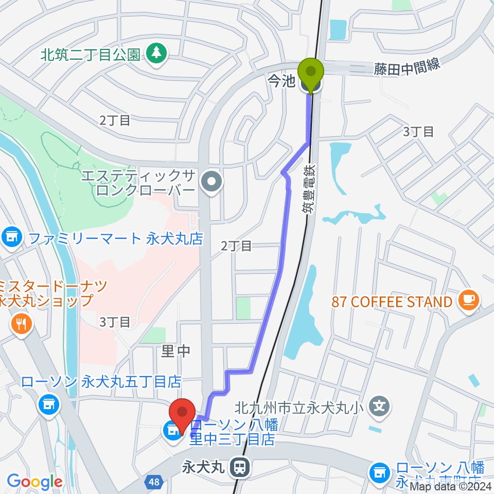 今池駅からCIUスタジオへのルートマップ地図