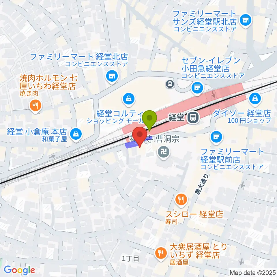 経堂Crazy Loveの最寄駅経堂駅からの徒歩ルート（約1分）地図