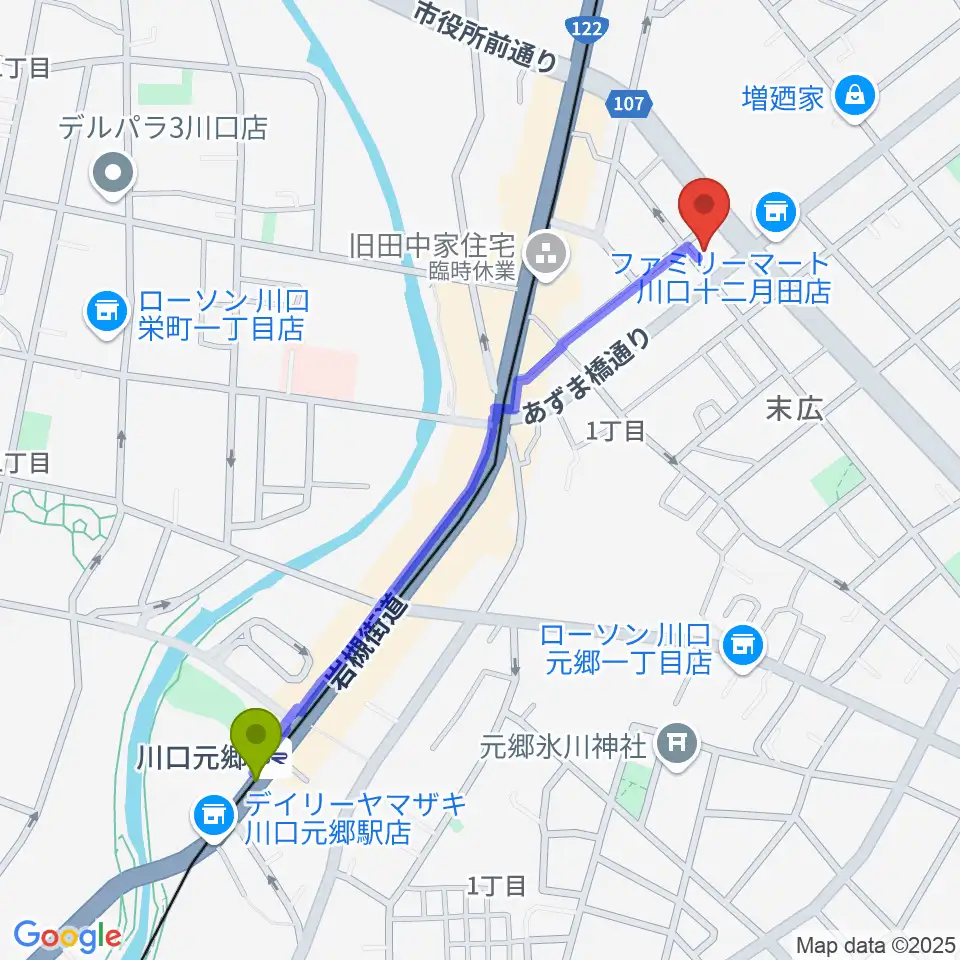 FM川口 856STUDIOの最寄駅川口元郷駅からの徒歩ルート（約11分）地図