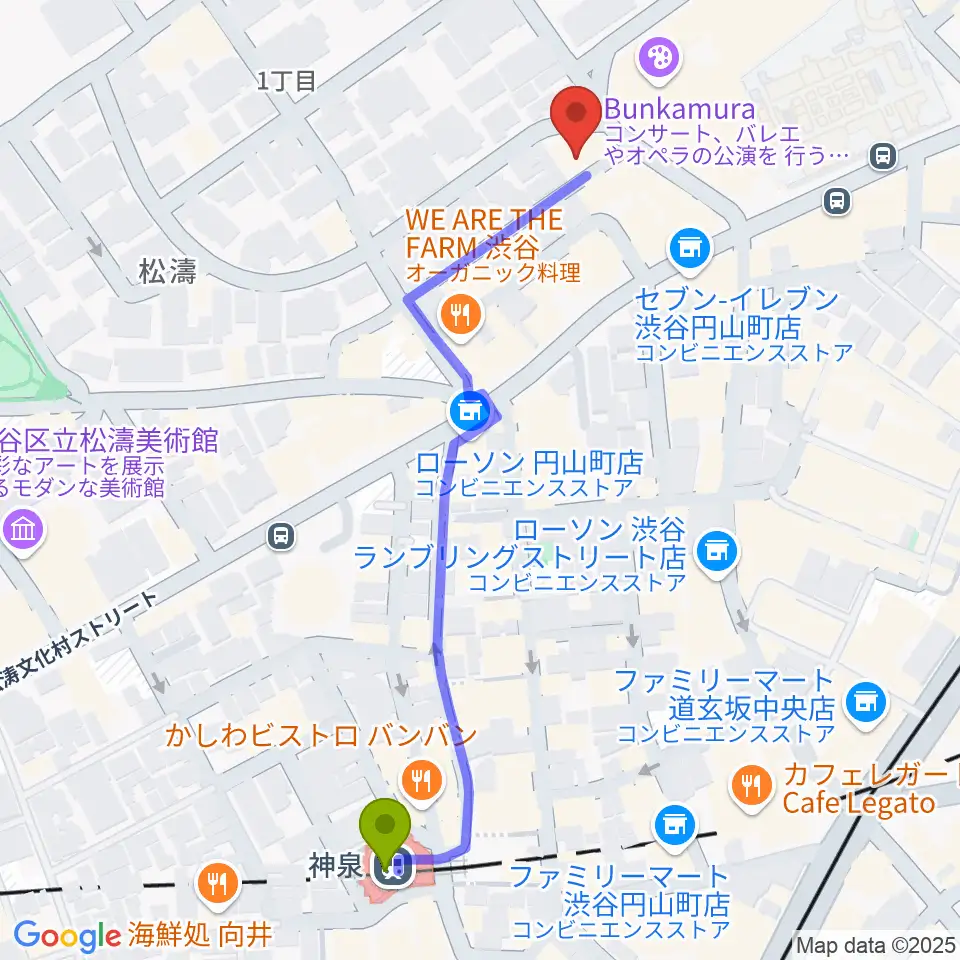 チェレステ・スタジオ松濤の最寄駅神泉駅からの徒歩ルート（約6分）地図