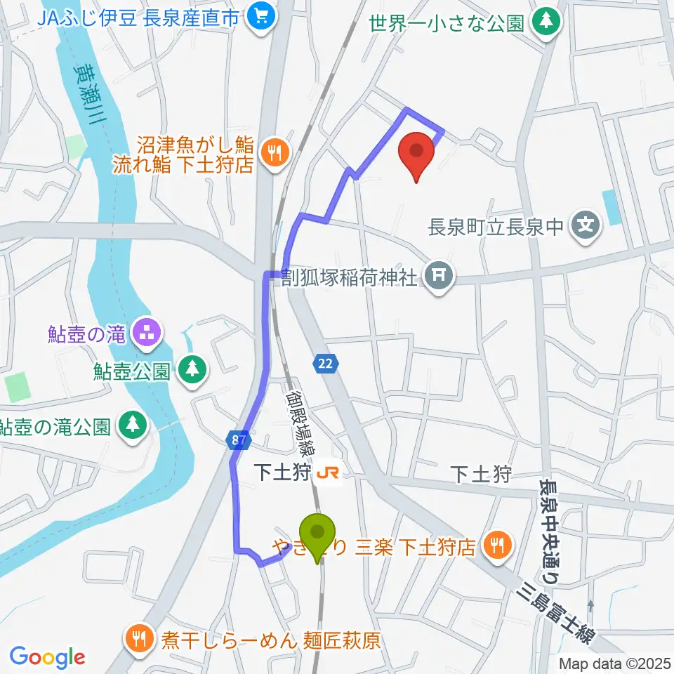長泉町文化センター ベルフォーレの最寄駅下土狩駅からの徒歩ルート（約9分）地図