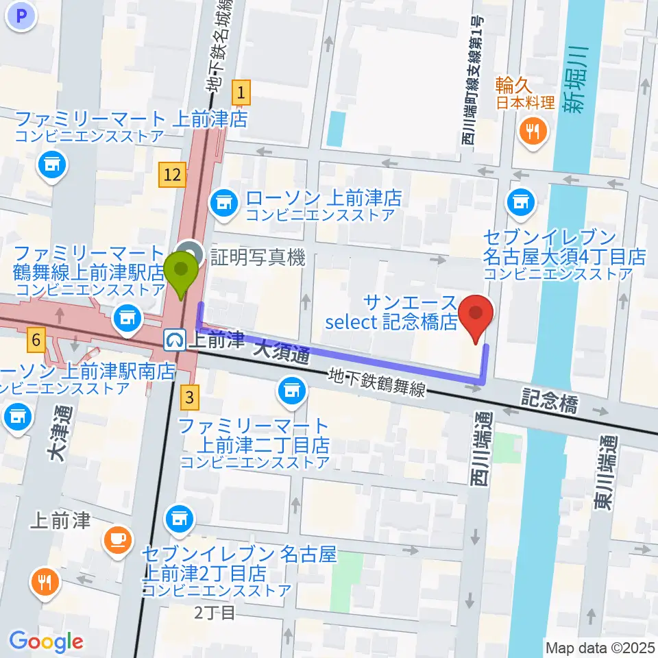 名古屋大須OYSの最寄駅上前津駅からの徒歩ルート（約4分）地図