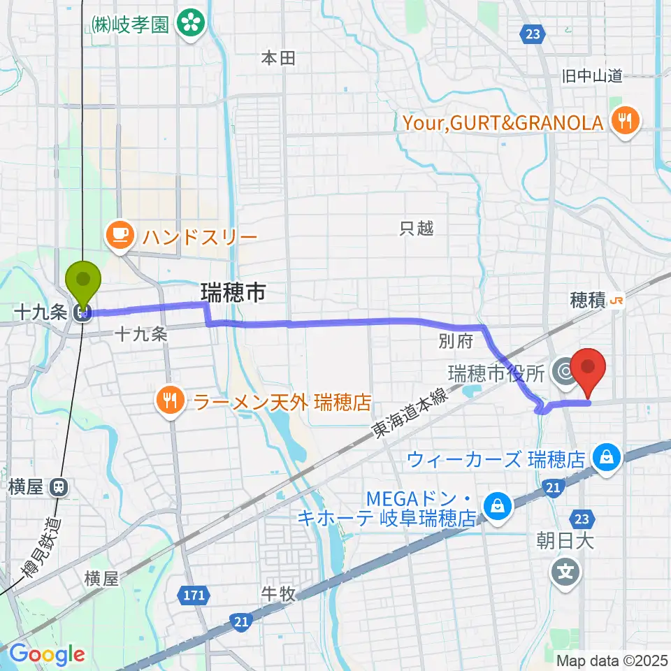 十九条駅からココロかさなるCNNセンターへのルートマップ地図