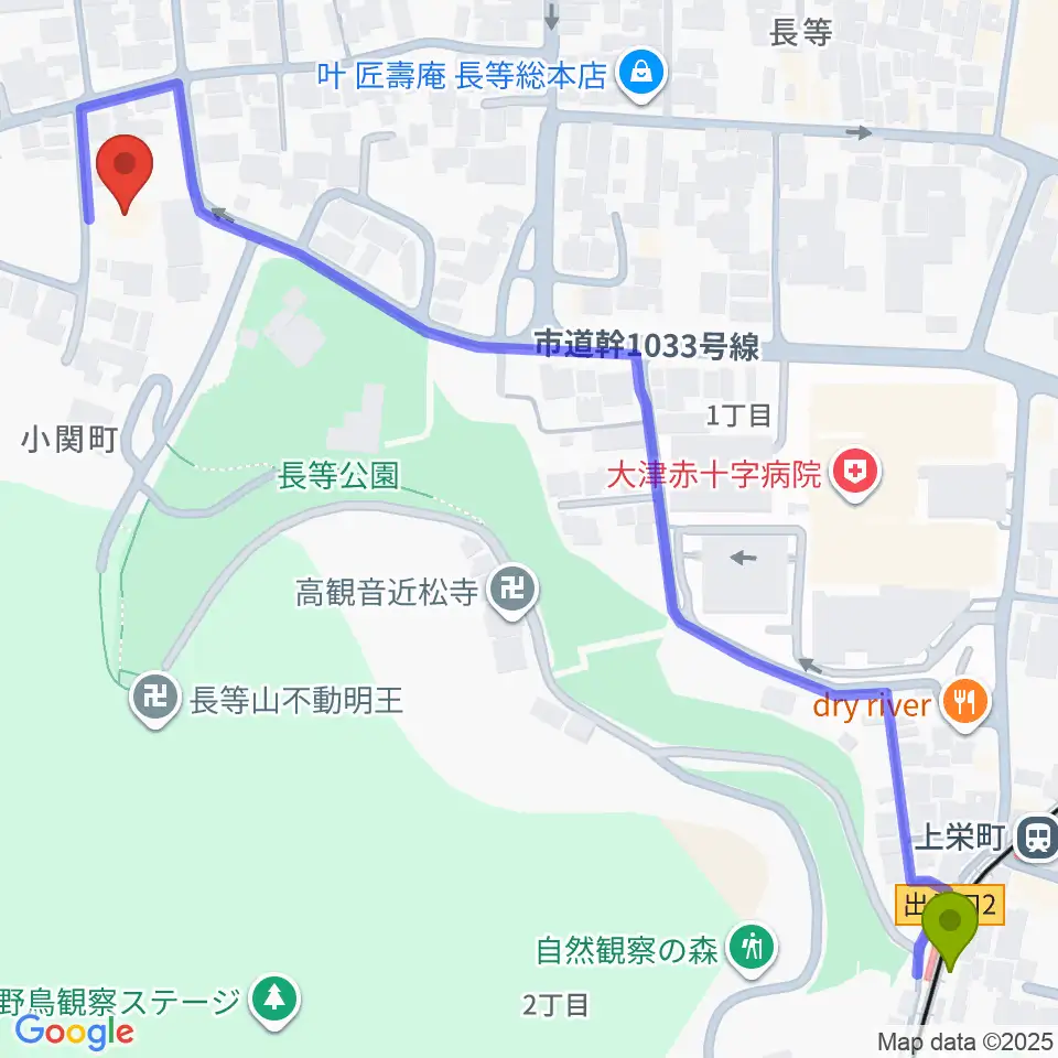 ながらの座・座の最寄駅上栄町駅からの徒歩ルート（約8分）地図