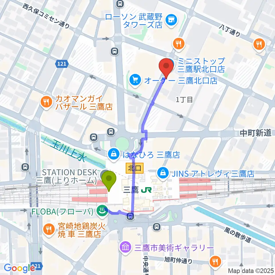 SONIDO IIの最寄駅三鷹駅からの徒歩ルート（約4分）地図