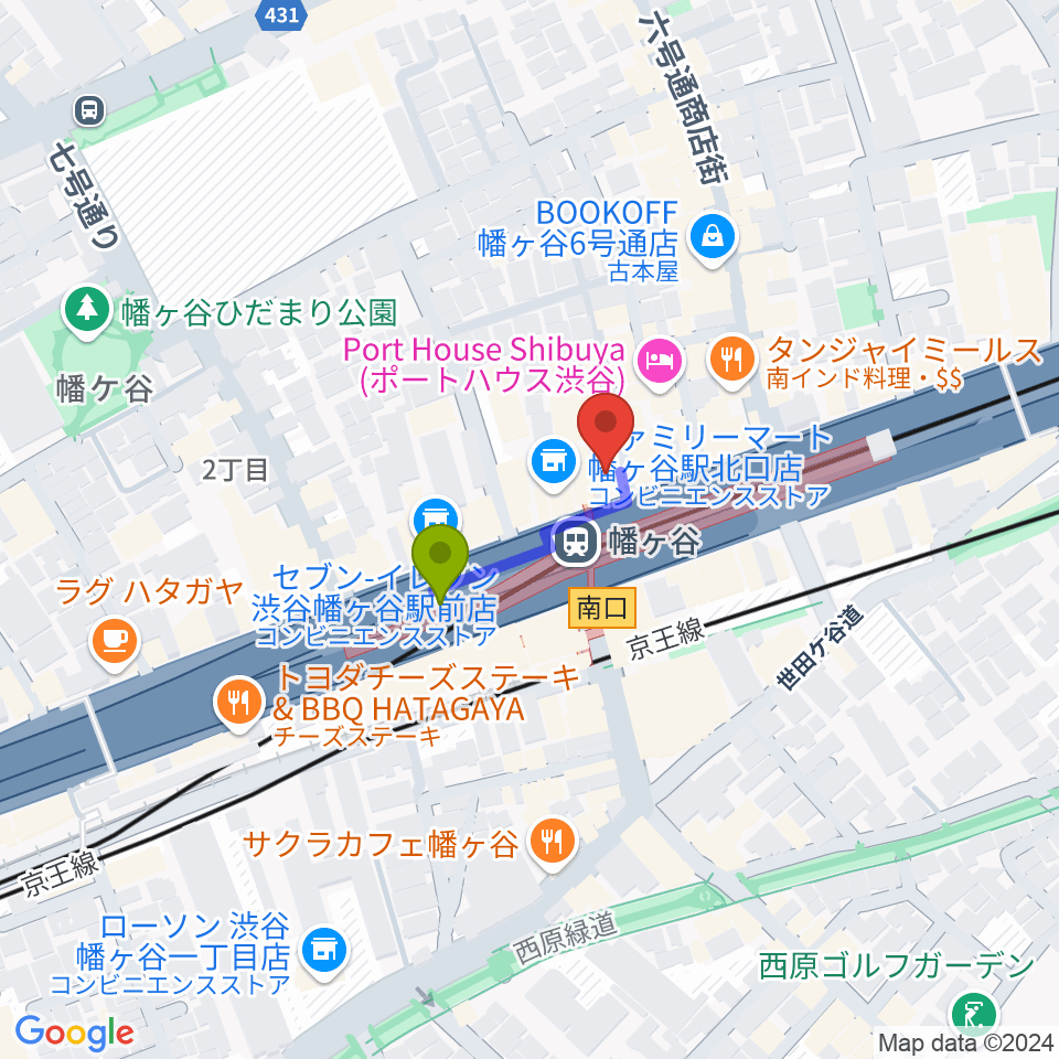 幡ヶ谷36°5の最寄駅幡ヶ谷駅からの徒歩ルート（約2分）地図