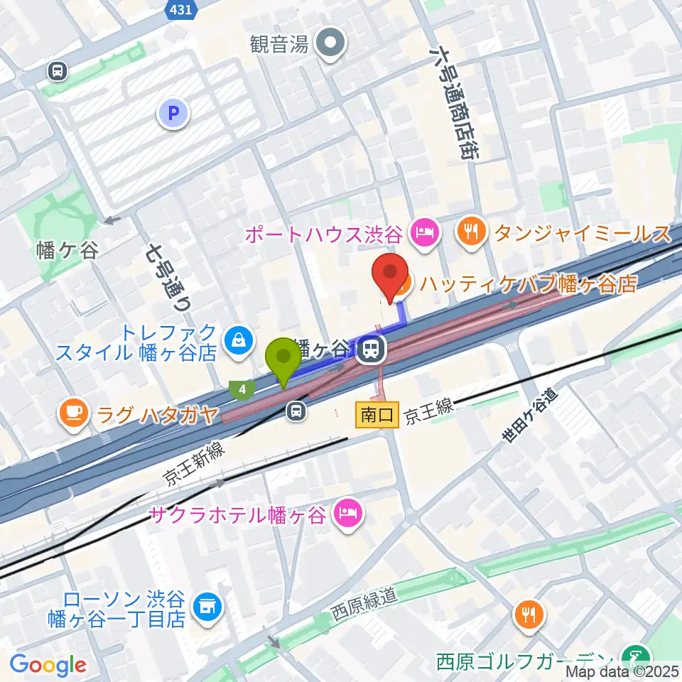 幡ヶ谷36°5の最寄駅幡ヶ谷駅からの徒歩ルート（約2分）地図