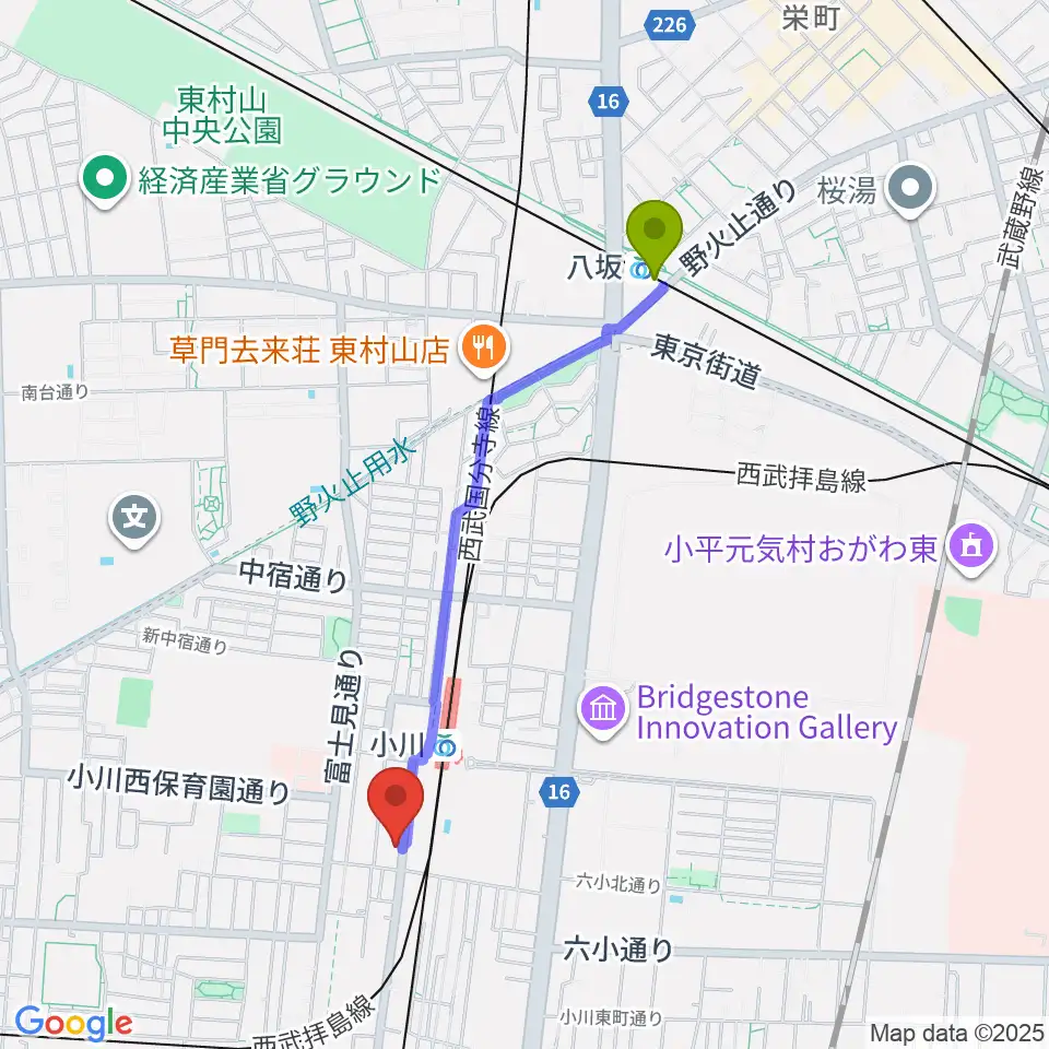 八坂駅からNMCギャラリー＆スタジオへのルートマップ地図