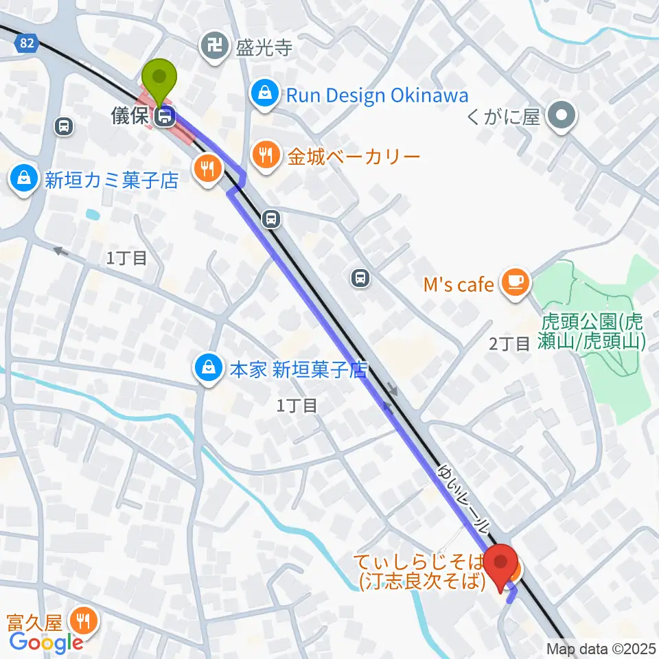 儀保駅からアトリエ・ウインズへのルートマップ地図