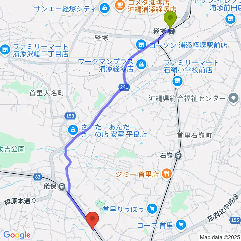 経塚駅からアトリエ・ウインズ（WINDS）へのルートマップ地図