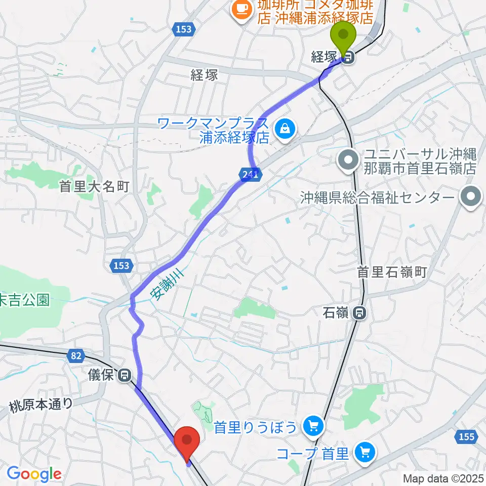 経塚駅からアトリエ・ウインズへのルートマップ地図