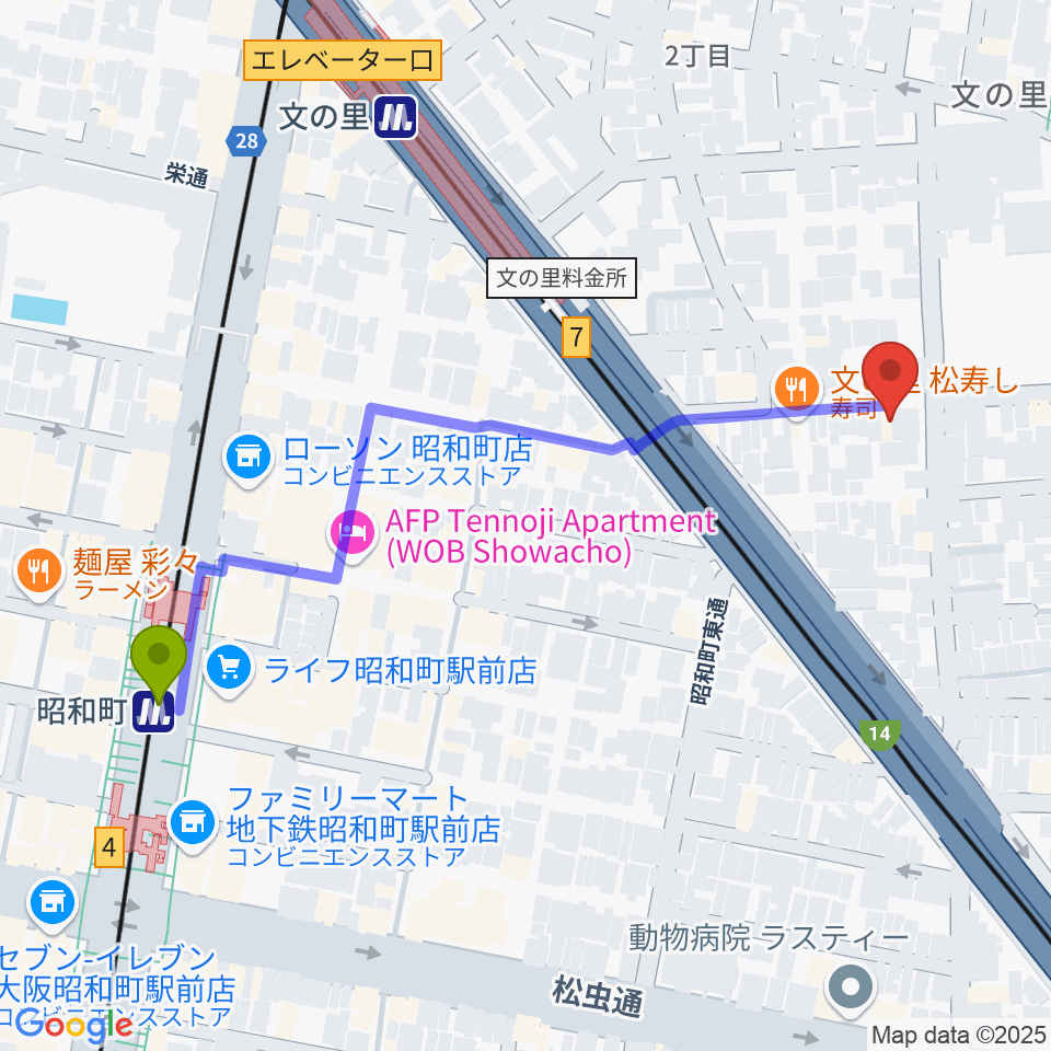 昭和町駅からIS STUDIO（アイエススタジオ）へのルートマップ地図