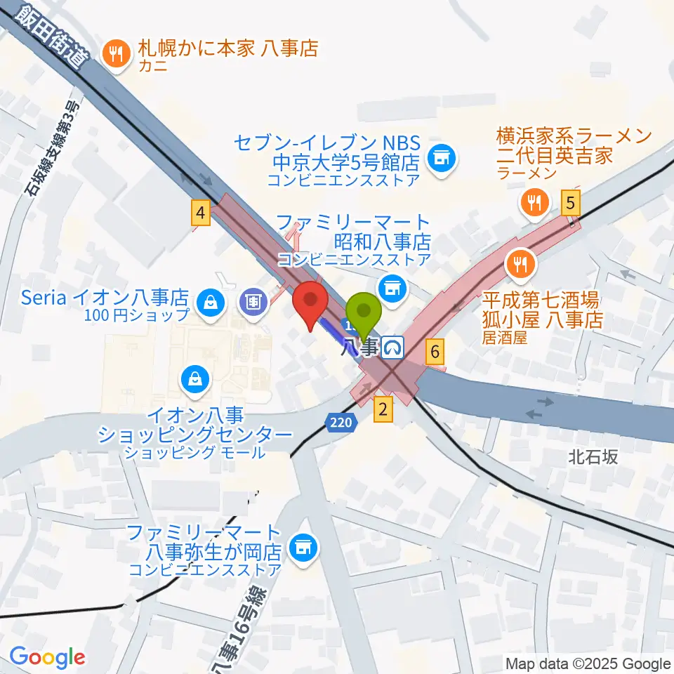 ポワンポワンスタジオ八事校の最寄駅八事駅からの徒歩ルート（約1分）地図