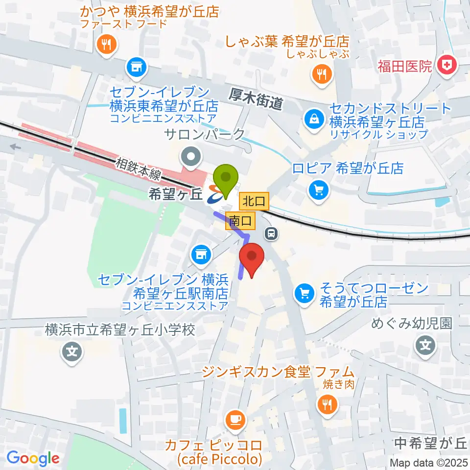 希望ヶ丘カスクの最寄駅希望ヶ丘駅からの徒歩ルート（約1分）地図