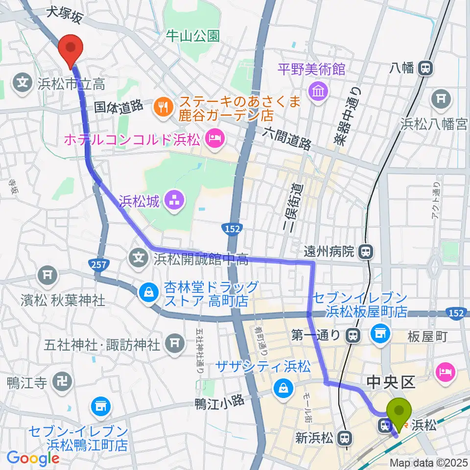 浜松駅からStudioBASICへのルートマップ地図