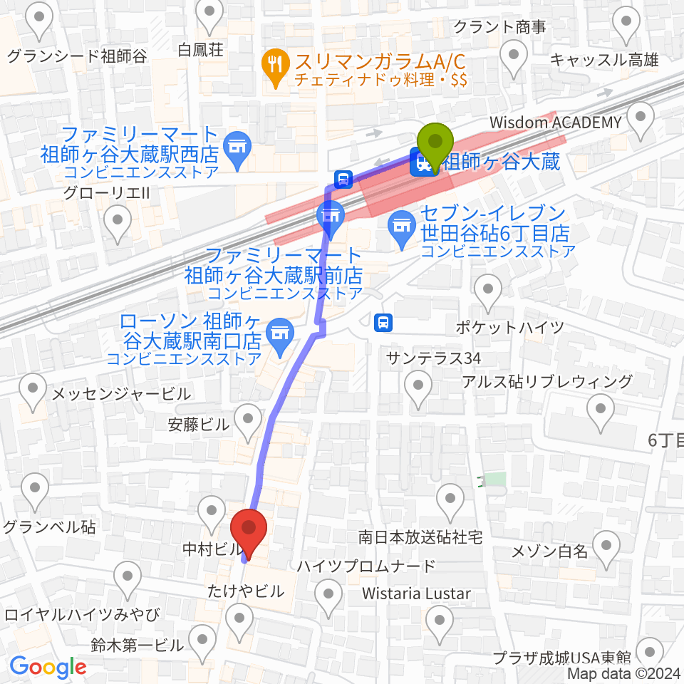 祖師ケ谷大蔵mettaの最寄駅祖師ヶ谷大蔵駅からの徒歩ルート（約5分）地図
