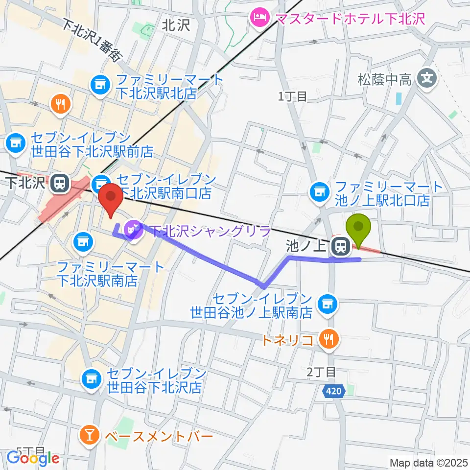 池ノ上駅からLANDRUTH ランドルースへのルートマップ地図