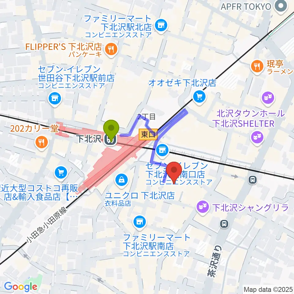 LANDRUTH ランドルースの最寄駅下北沢駅からの徒歩ルート（約2分）地図