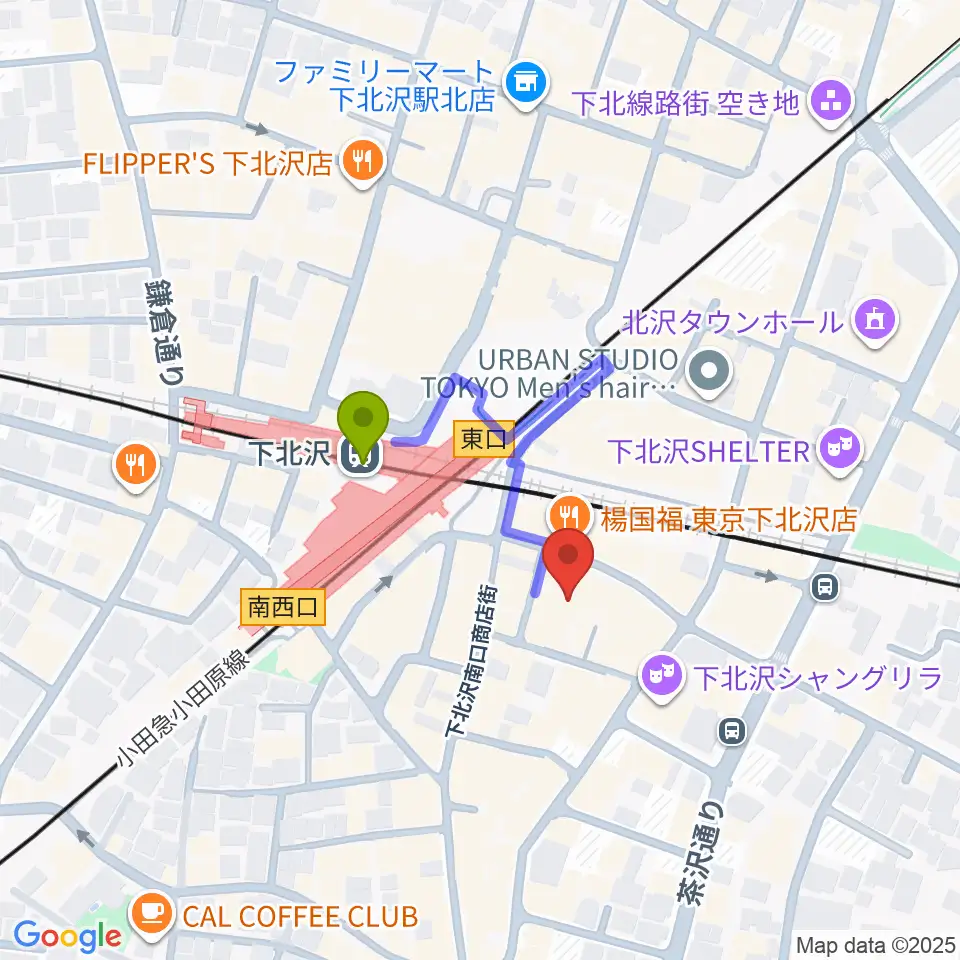 LANDRUTH ランドルースの最寄駅下北沢駅からの徒歩ルート（約2分）地図