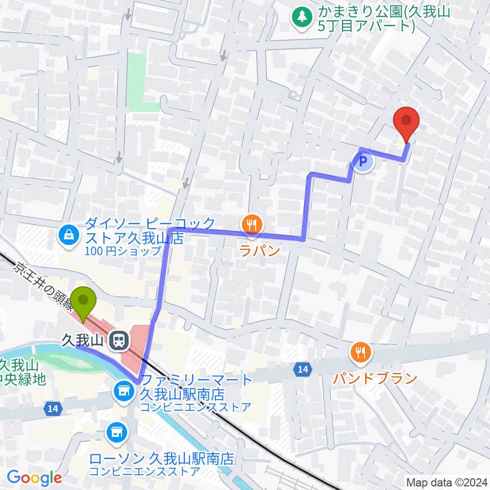 A-durバイオリン・チェロ教室の最寄駅久我山駅からの徒歩ルート（約6分）地図