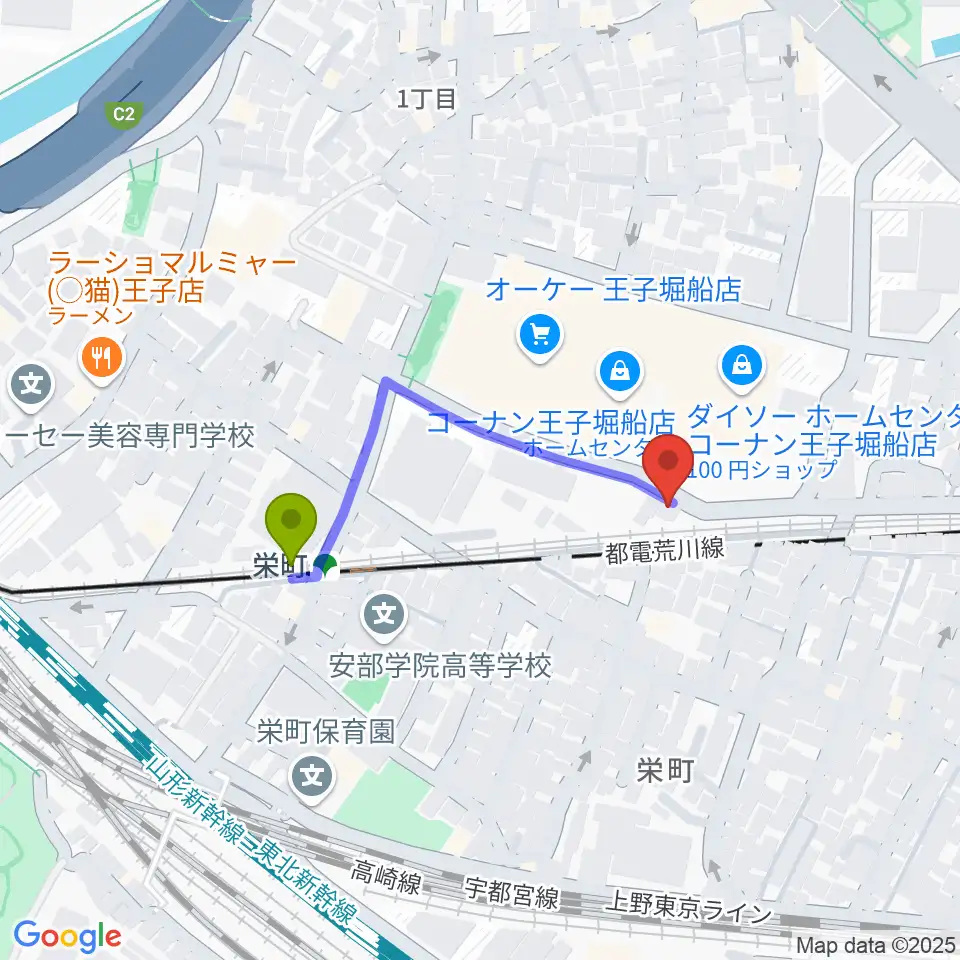 邦楽囃子方 五代目 望月朴清の最寄駅栄町駅からの徒歩ルート（約3分）地図