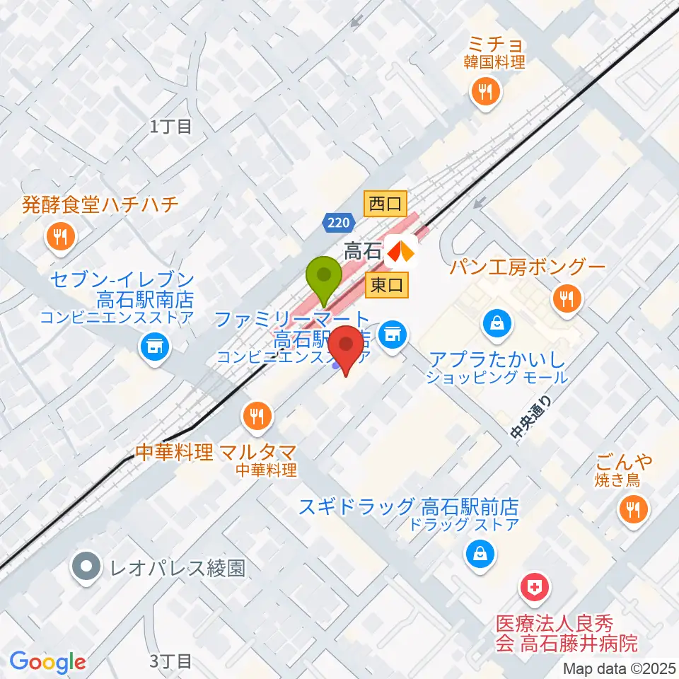 Studio EVERの最寄駅高石駅からの徒歩ルート（約1分）地図