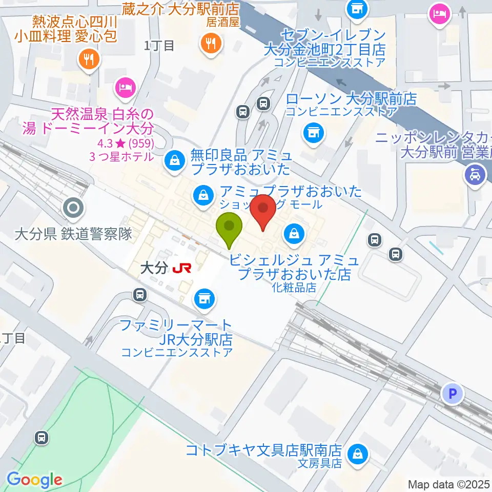 TOHOシネマズ アミュプラザおおいたの最寄駅大分駅からの徒歩ルート（約1分）地図