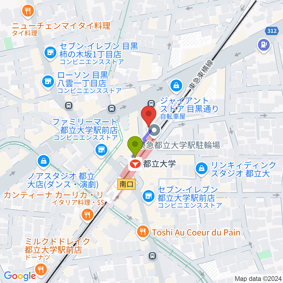 都立大学イーハトーブの最寄駅都立大学駅からの徒歩ルート（約1分）地図