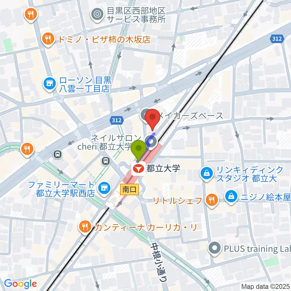 都立大学イーハトーブの最寄駅都立大学駅からの徒歩ルート（約1分）地図